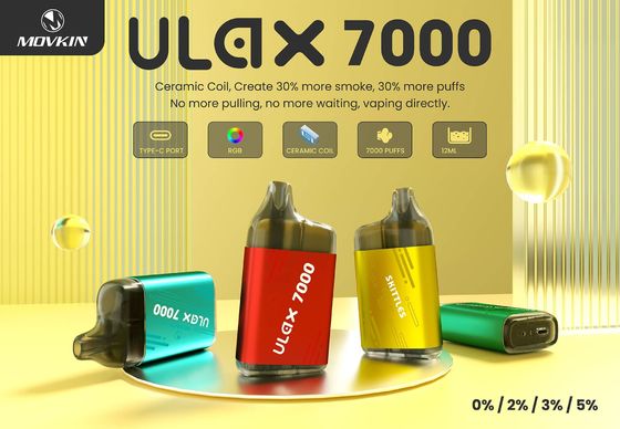 MOVKIN ULAX 7000 DISPOSABLE VAPE POD 12ML with Type-C port 6 RGB lights